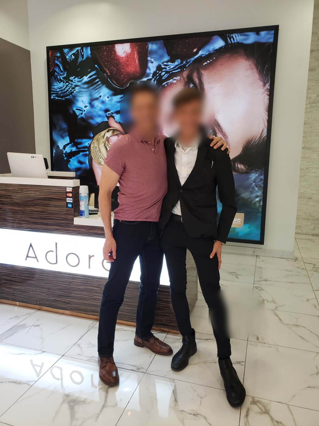 Salesperson with a customer at the store reception